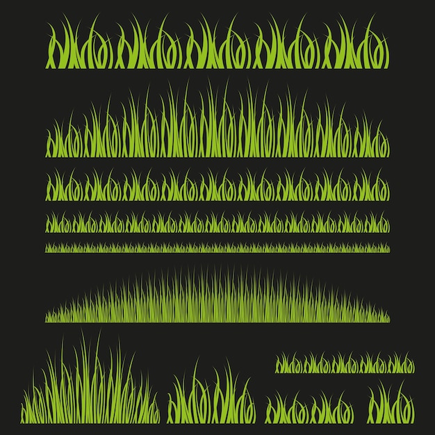 Vektor vielfalt an grassilhouetten set grüne natur- und gartendesignelemente nahtlose grasmuster