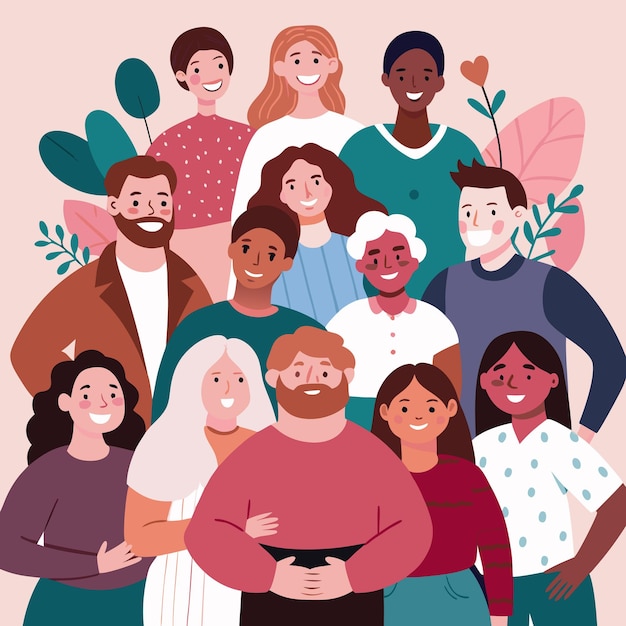 Vielfalt und Liebe feiern Eine multi-generationelle und multikulturelle Gruppe