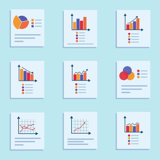 Vielfalt von Infografiken Diagramme Diagramme Diagramme und Diagramme Vektor-Satz