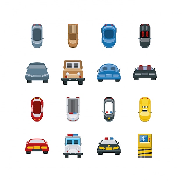 Vielzahl fahrzeuge icon set pack