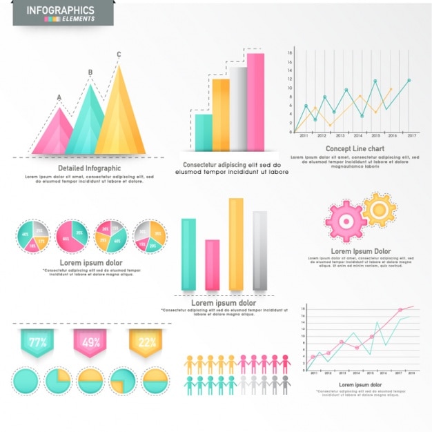 Vielzahl von Infografik-Elemente in Pastellfarben