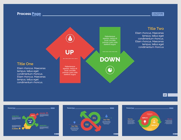 Vier business slide vorlagen set