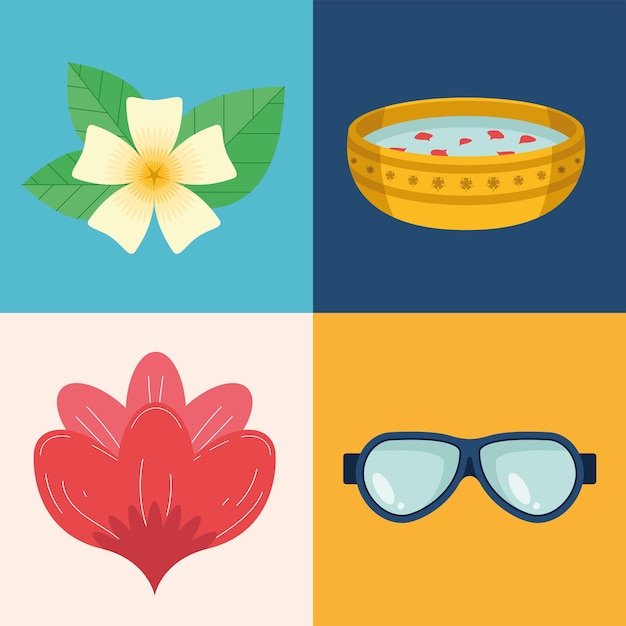 Vier ikonen des songkran-festivals