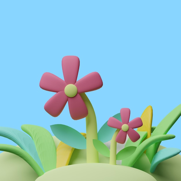 Vier Jahreszeiten Konzept realistisches 3D-Objekt Cartoon-Stil