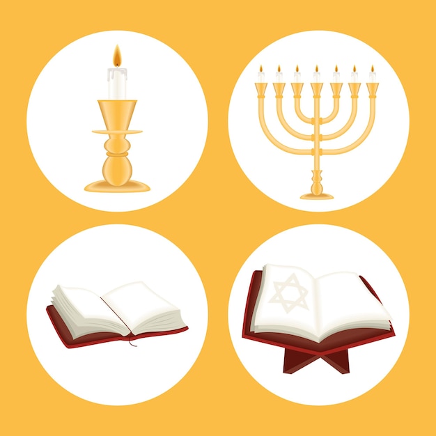 Vier jom-kippur-set-symbole