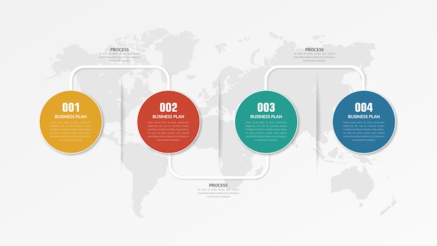 Vektor vier-punkt-kreis-infografik-element-geschäftsstrategie mit nummer