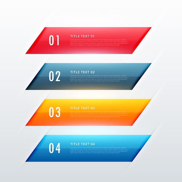 Vier schritte bunte infografik banner design
