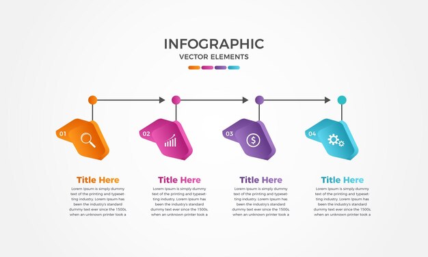 Vier Schritte moderne Infografik-Elemente für Ihr Unternehmen, professionelle Schritte Business-Infografik