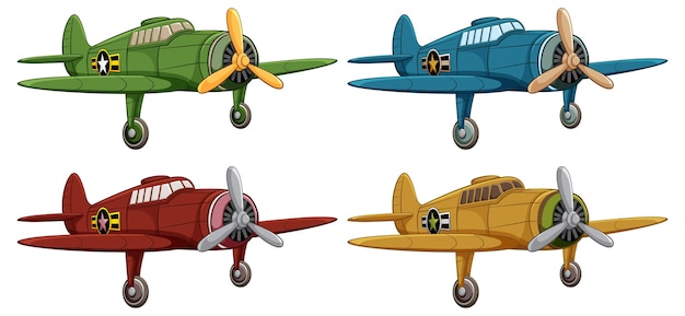 Vier Vintage-Flugzeuge