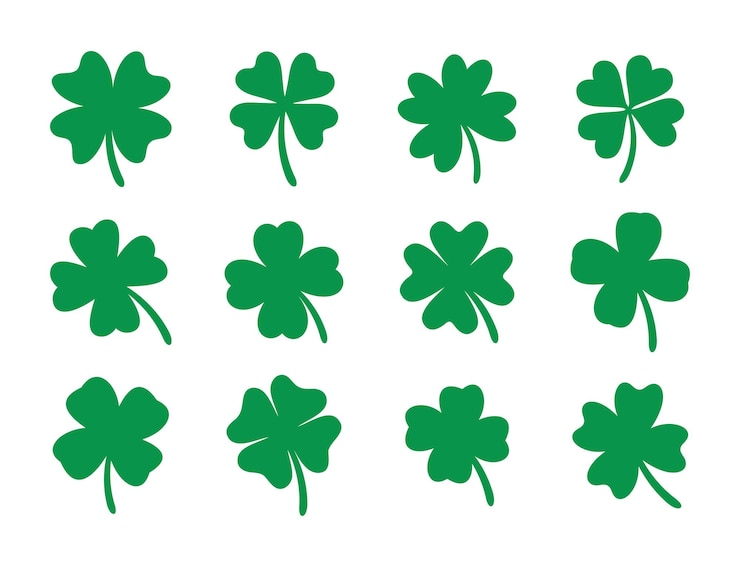 Vektor vierblättriges grünes kleeblatt symbol für glück auf dem st.patricks-festival