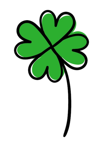 Vektor vierblättriges kleeblatt-shamrock-doodle-vektorillustration