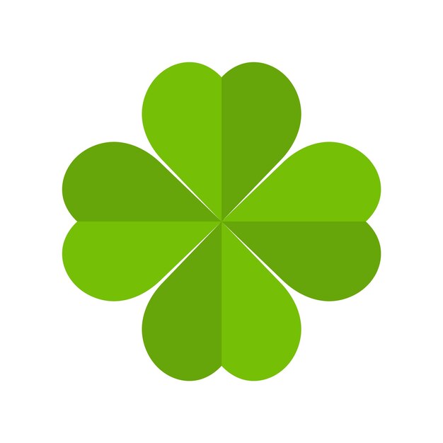 Vektor vierblättriges kleeblatt-symbol glücklicher st. patrick's-tag blattkleeblatt auf isoliertem hintergrund glück vier lea