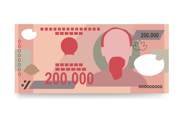Vektor vietnam dong vector illustration vietnamesisches geld set bündel banknoten papiergeld 200000 vnd