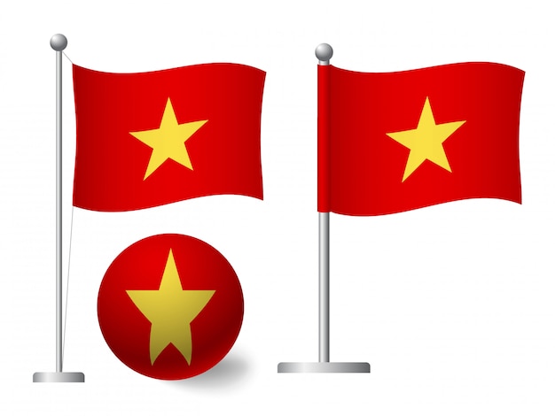 Vietnam flagge auf stange und ballikone