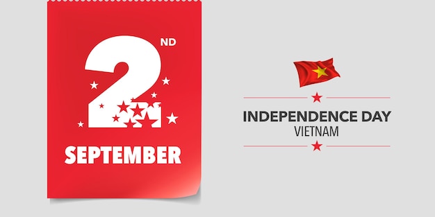 Vietnam glücklicher Unabhängigkeitstag Grußkarten-Banner-Vektor-Illustration