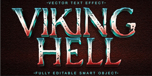 Viking Hell Vector vollständig bearbeitbares Smart Object Text-Effekt