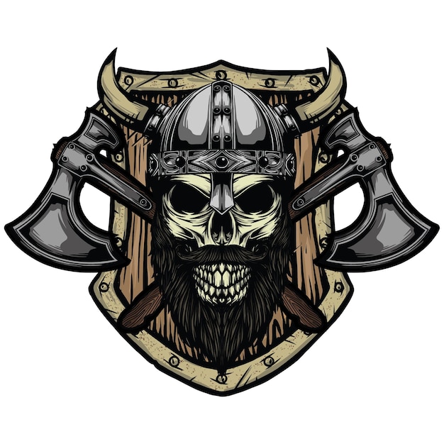 Viking skull warrior head on shield trophäe