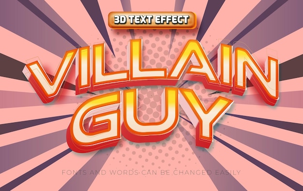 Villain guy comic-stil 3d editierbarer texteffekt