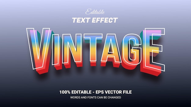 Vintage 3D bearbeitbare Texteffektvorlage