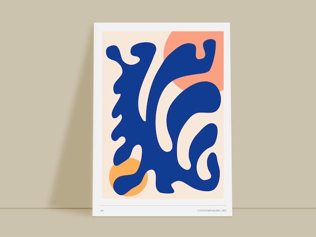 Vektor vintage abstrakt matisse-stil inspiriertes zweigposter für wanddekoration