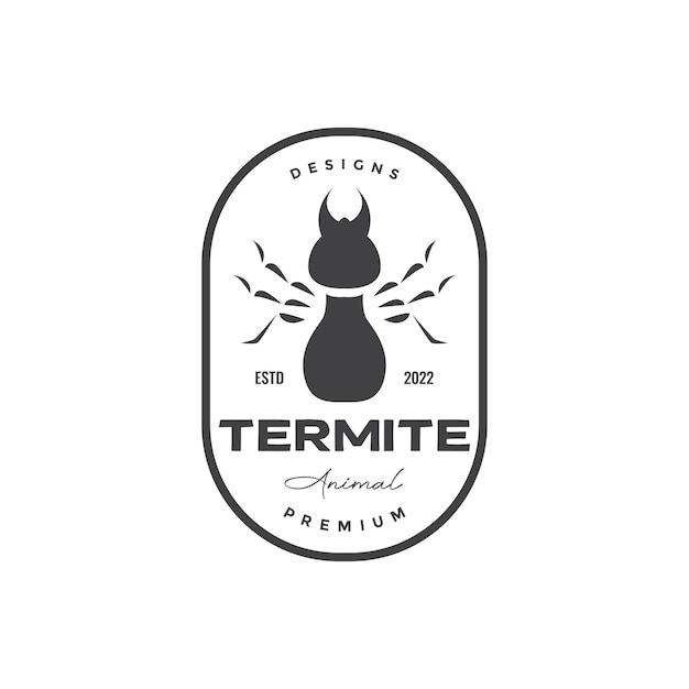 Vintage-abzeichen termiten-insekten-logo-design