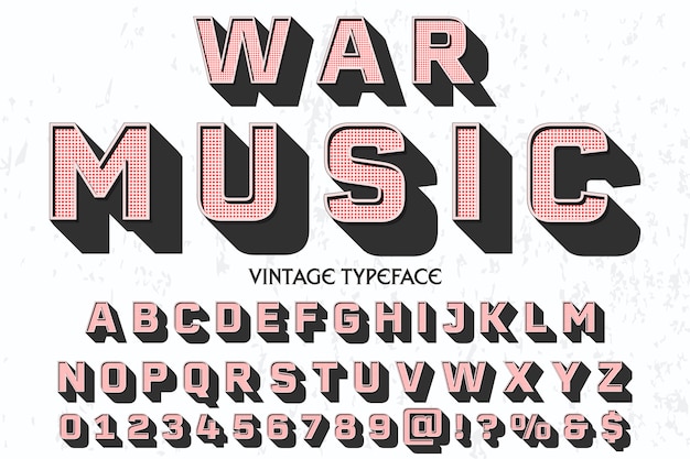 Vektor vintage alphabet schrift label design kriegsmusik