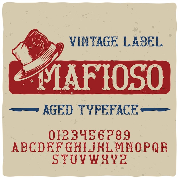 Vektor vintage alphabet und etikettenschrift namens mafioso.