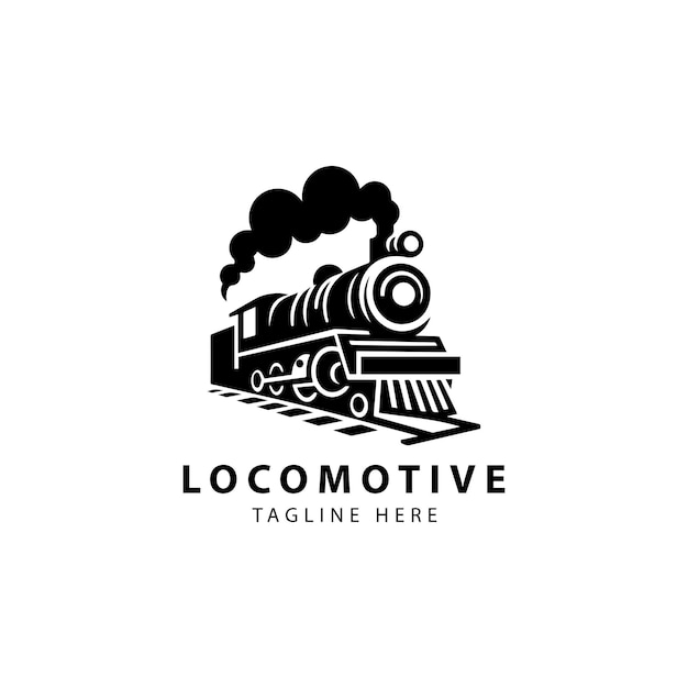 Vintage alte Lokomotiv-Logo-Design-Vektorillustration