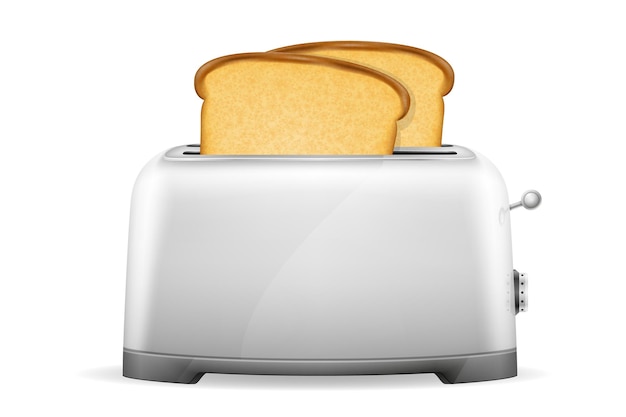 Vintage alter Retro-Toaster mit Toast-Vektor-Illustration isoliert auf weißem Hintergrund