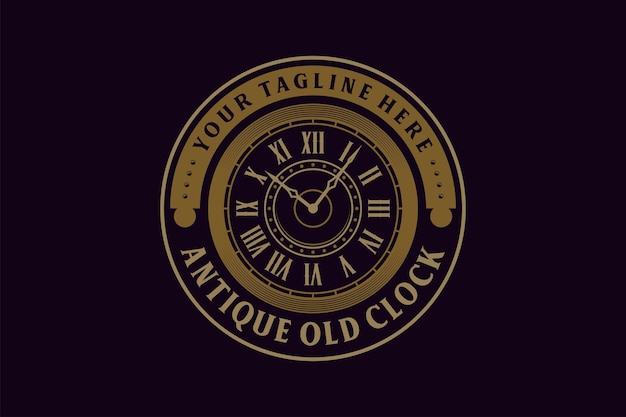 Vintage antike alte uhr mit steampunk-stil für emblem-logo-design-inspiration