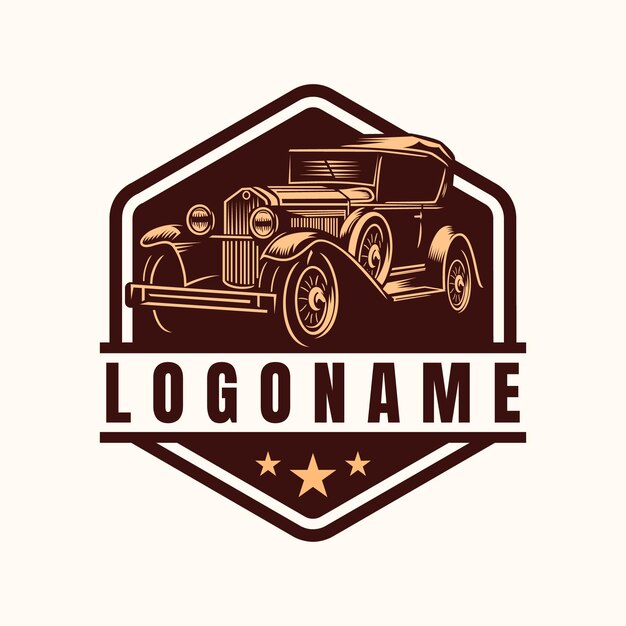 Vektor vintage-auto-logo-vorlage mit vektorillustration für retro-auto