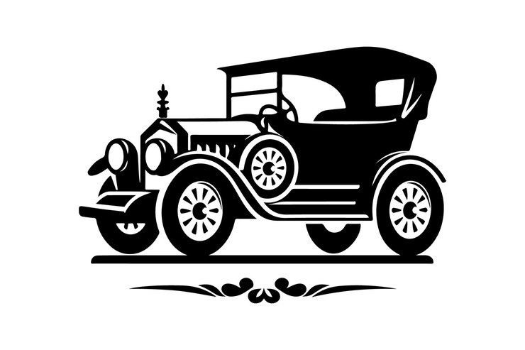 Vektor vintage-auto-silhouette-vektorillustrationen herunterladen jetzt