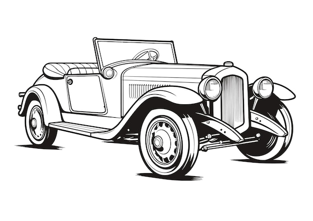 Vintage Auto Vector Illustration Vintage Auto Malseite für Erwachsene und Kinder