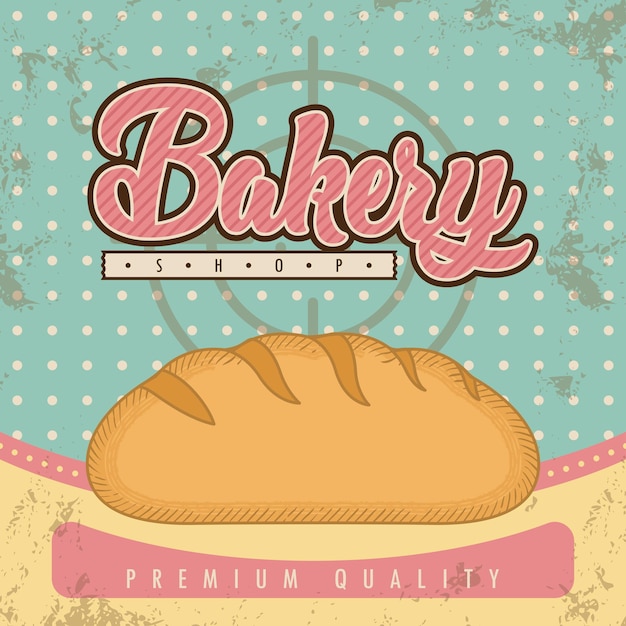 Vintage bäckerei shop poster gebäck farben premium-qualität brot vektor-illustration
