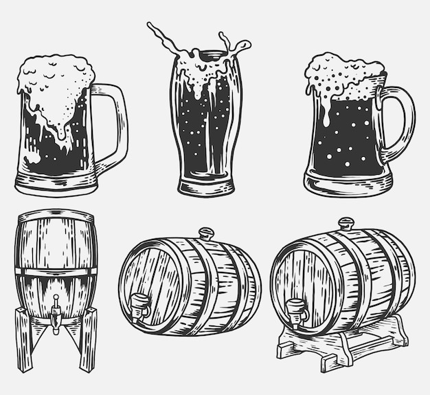 Vintage Beer Objektsatz Vektor
