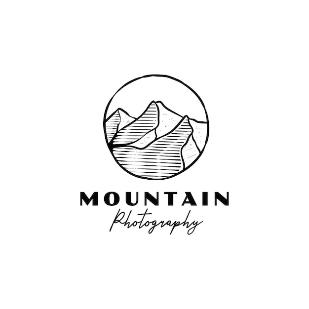 Vintage bergfotografie-emblem-logo