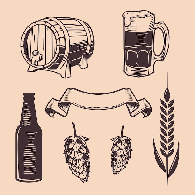 Vintage Bierobjekt Holzfass Illustration