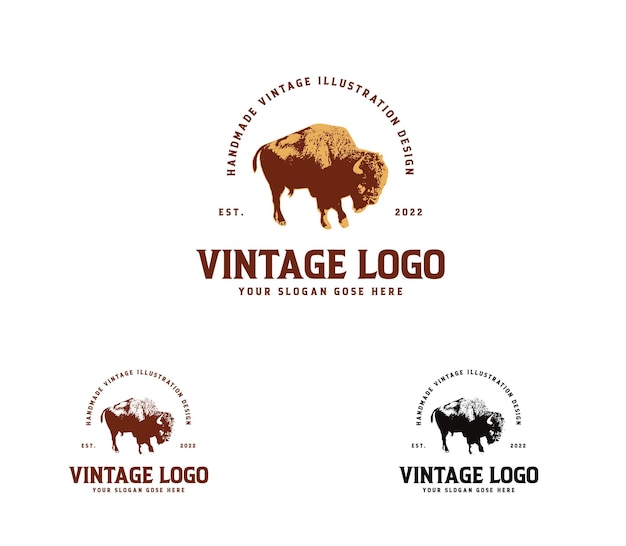 Vektor vintage bison-logo-design-illustration