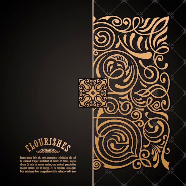 Vintage Blumenkartendesign Goldenes Mandala