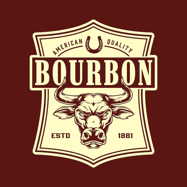 Vintage bourbon monochromes emblem