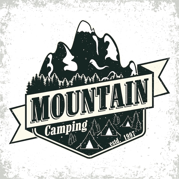 Vintage Camping oder Tourismus Logo, Grange Print Stempel, kreative Typografie Emblem,