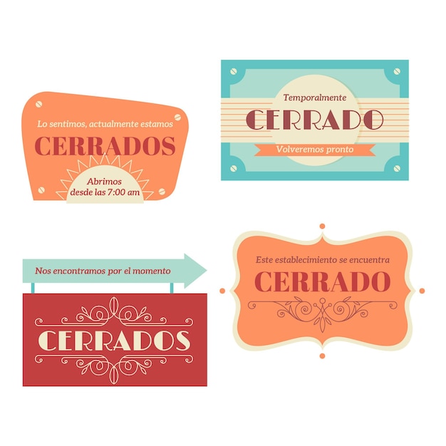 Vintage Cerrado Schild Set