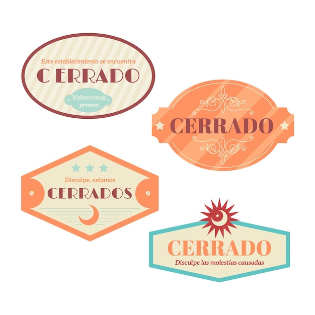 Vintage Cerrado Schild Set