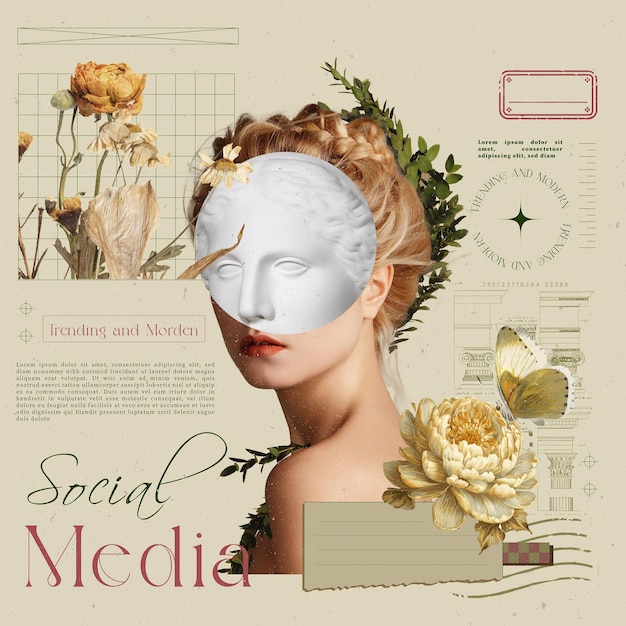 Vintage Collage-Ästhetik für soziale Medien