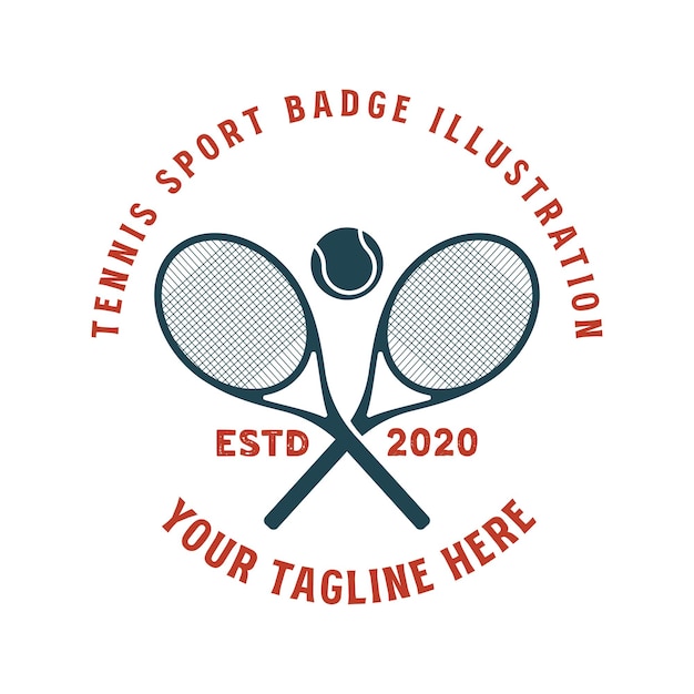 Vektor vintage crossed tennis racket und ball für sport club wettbewerb liga abzeichen emblem design