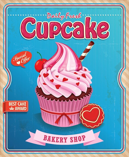 Vintage cupcake-poster-design