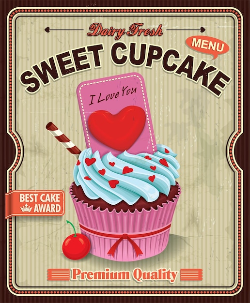 Vintage cupcake-poster-design