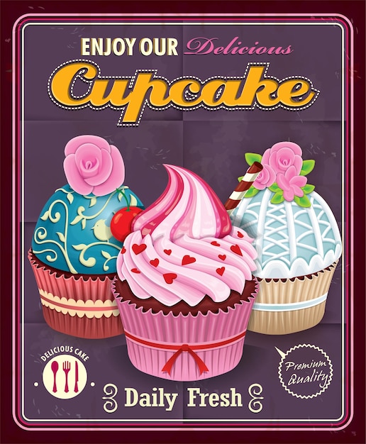 Vektor vintage cupcake-poster-design