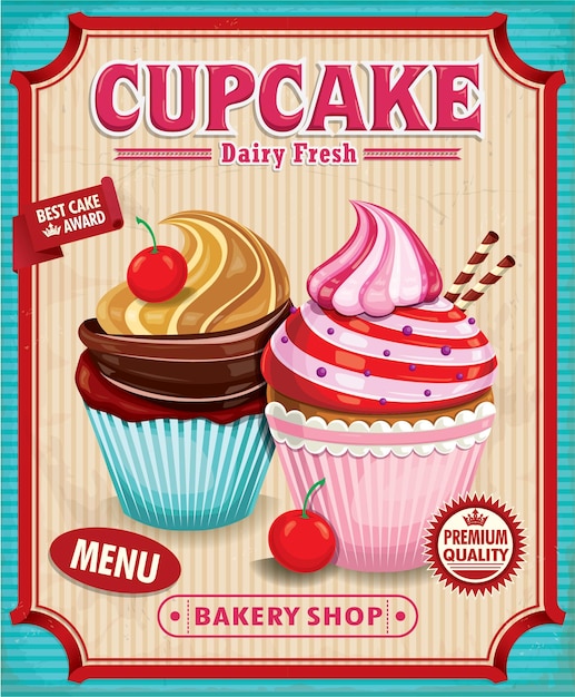 Vintage cupcake-poster-design