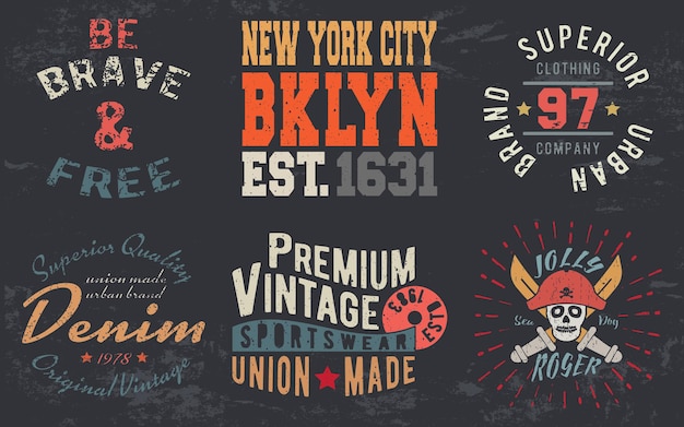 Vintage-design-druck für t-shirt-stempel, t-shirt-applikation, modetypografie, abzeichen, label-kleidung, jeans und freizeitkleidung. vektor-illustration.